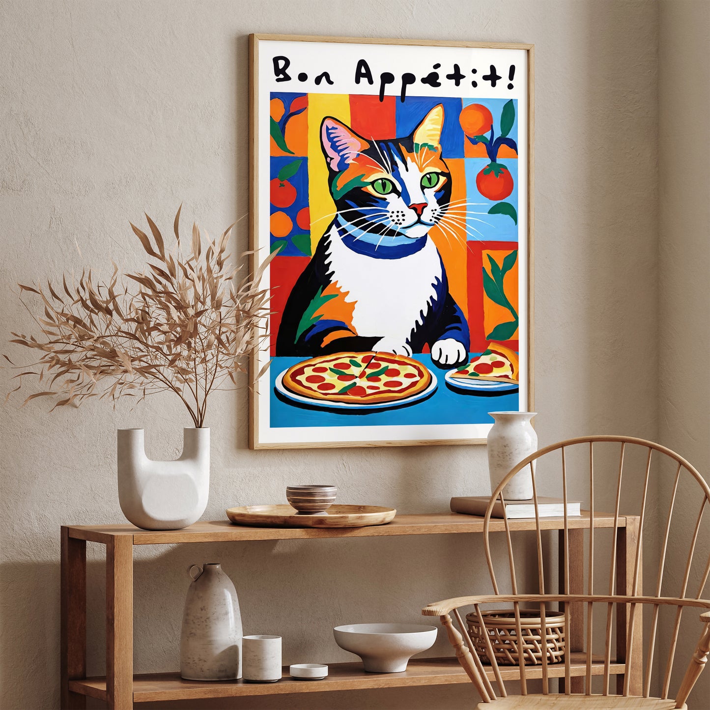 Bon Appetit! Cat and Pizza Poster