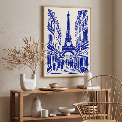 Eiffel Tower Paris France Blue Poster