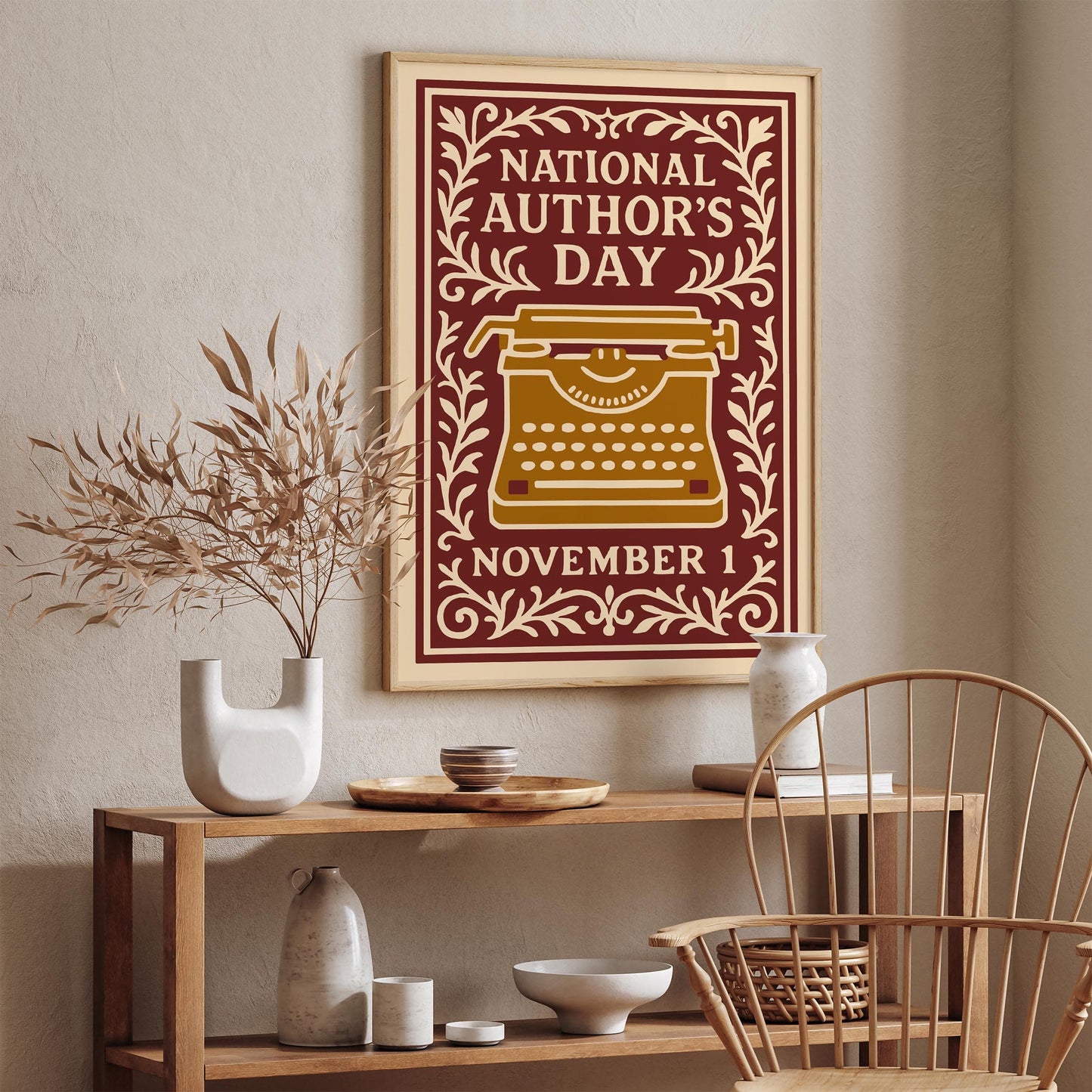 National Authors Day Nov 1 Poster - Old Typewriting Machine Art Print