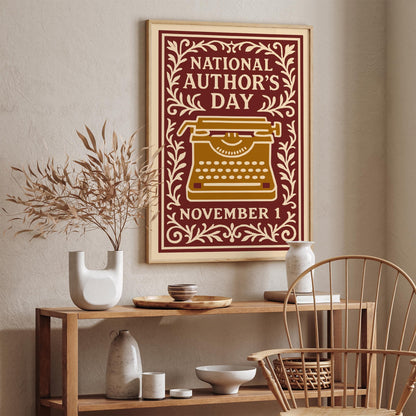 National Authors Day Nov 1 Poster - Old Typewriting Machine Art Print