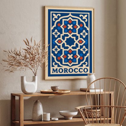 Morocco Blue Ornamental Pattern Poster