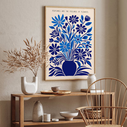 Blue Botanical Wall Art Bathroom Decor