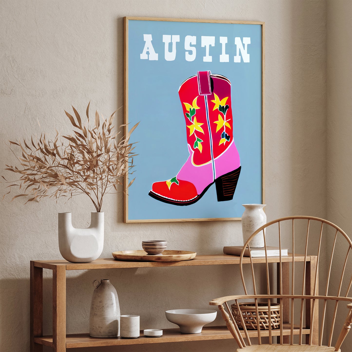 Austin Texas Poster - Cowgirl Boot