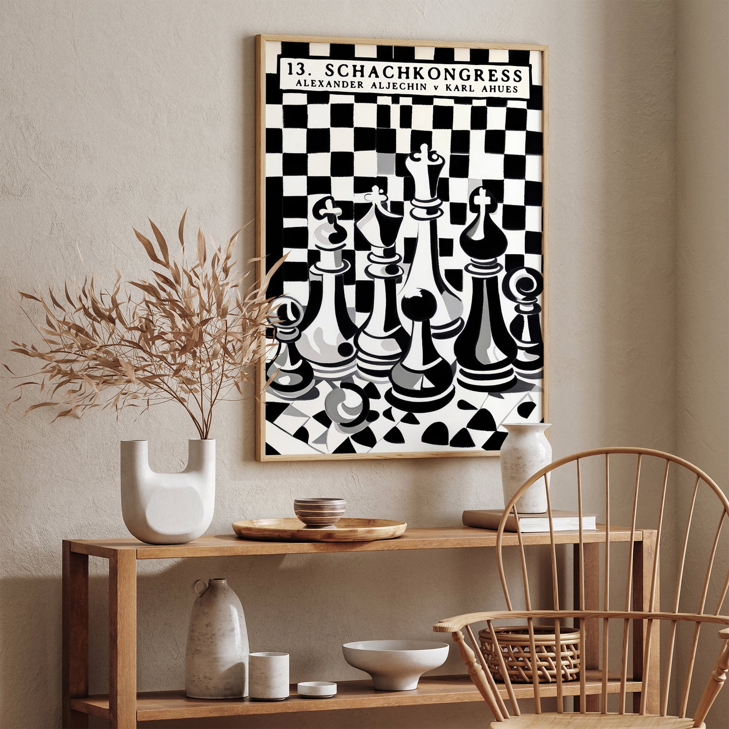 Vintage Chess Poster - Black and White