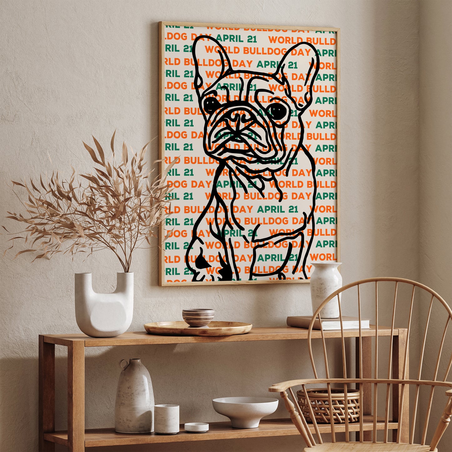 World Bulldog Day Line-Art Poster