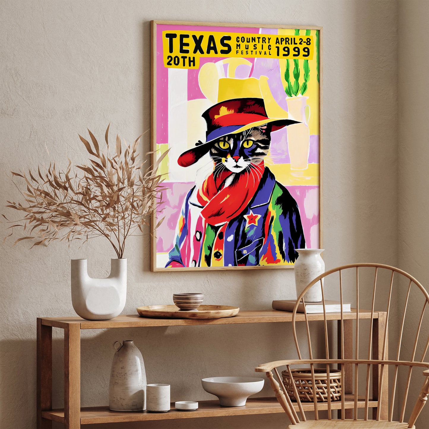 1999 Texas Country Music Cat Poster