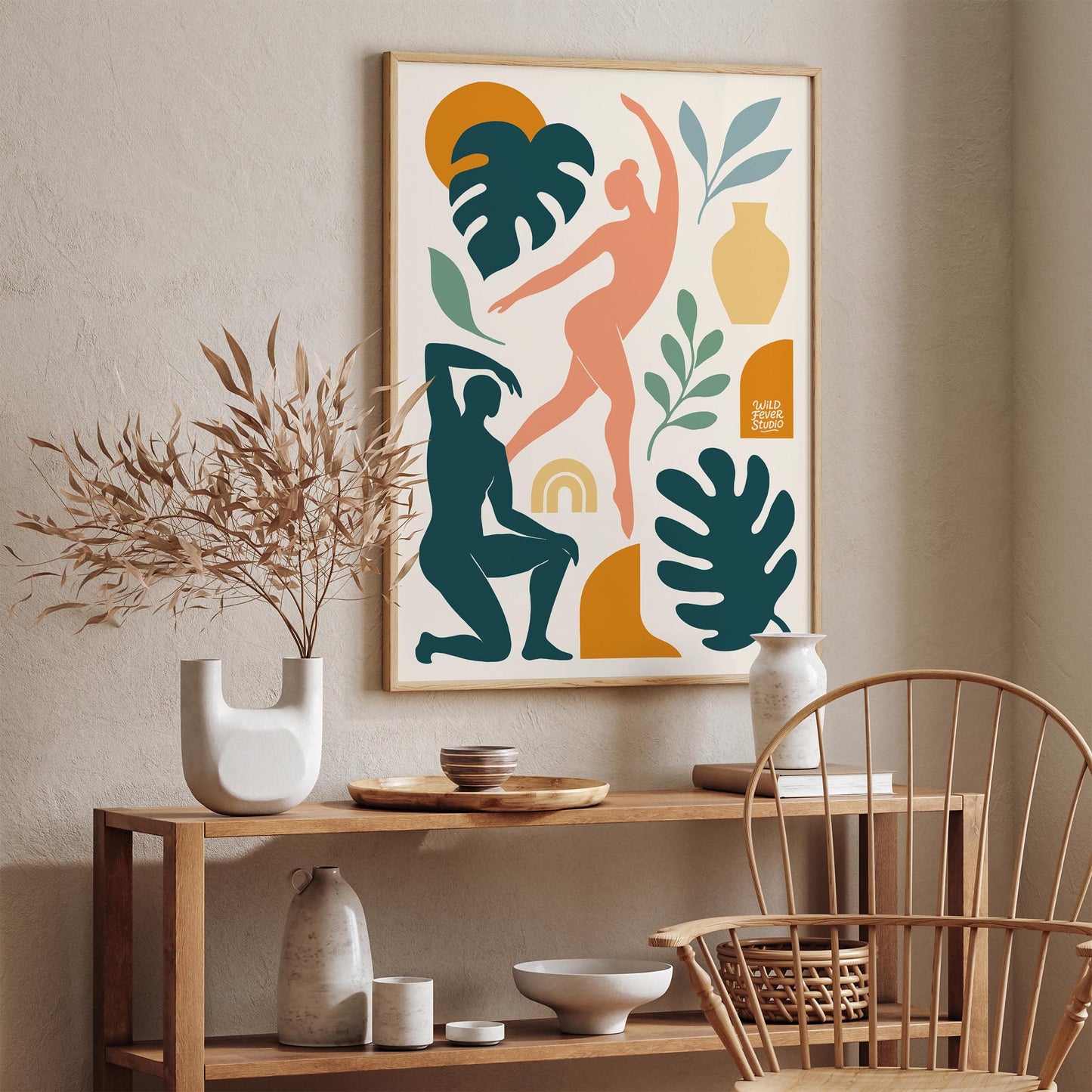 Abstract Dance - Modern Boho Minimal Figurative Wall Art Print