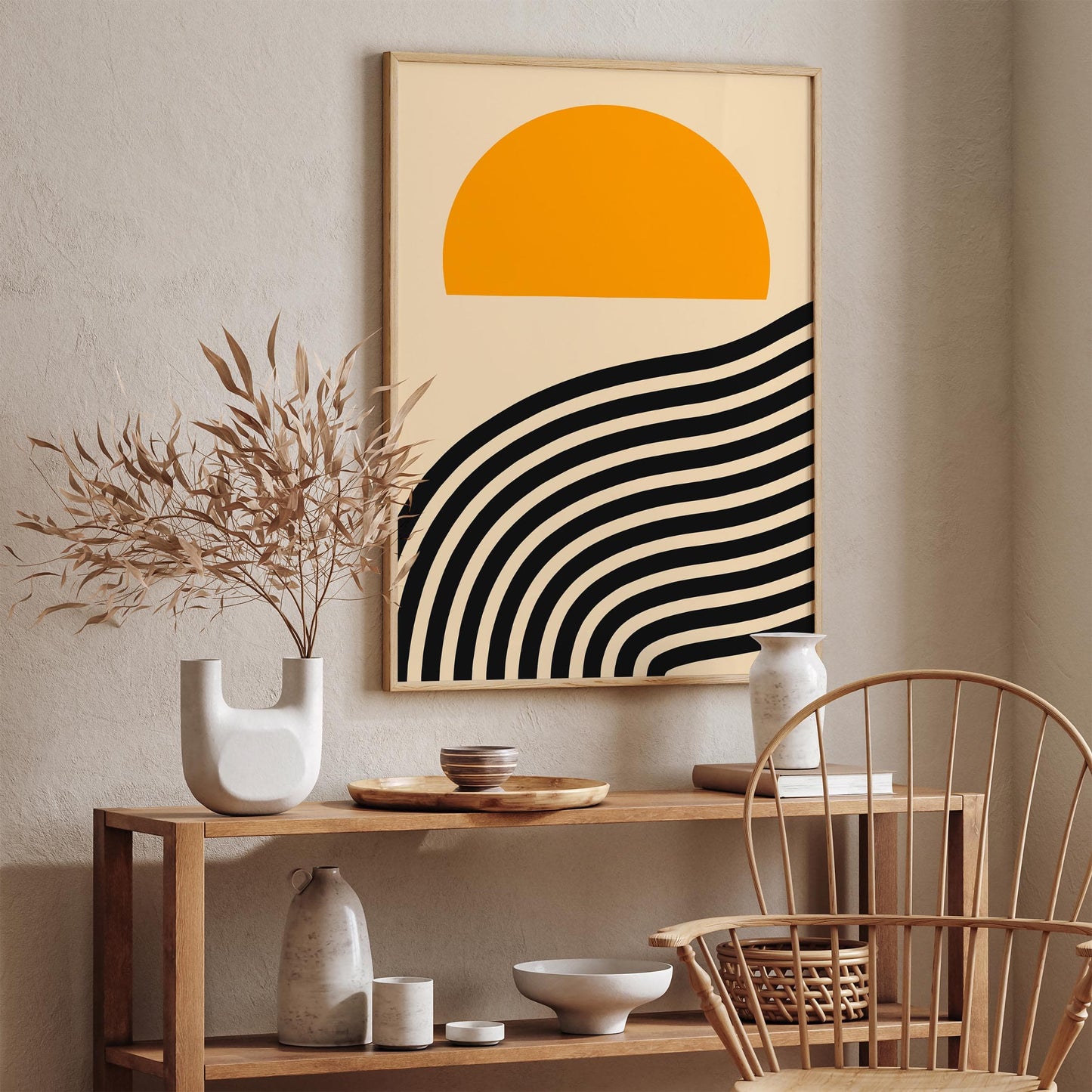 Mid Century Modern Abstract Sunset Print Poster