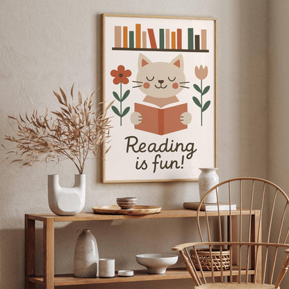Reading is Fun! Cat Book Lover Poster