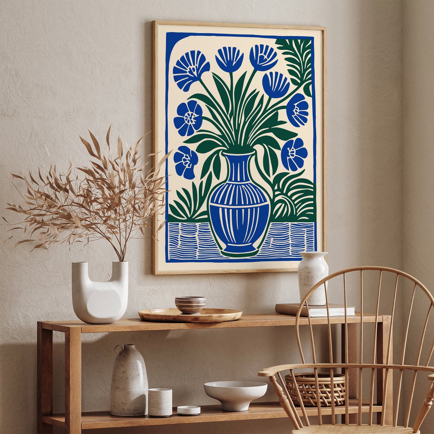 Retro Cutouts Flowers in Vase Poster