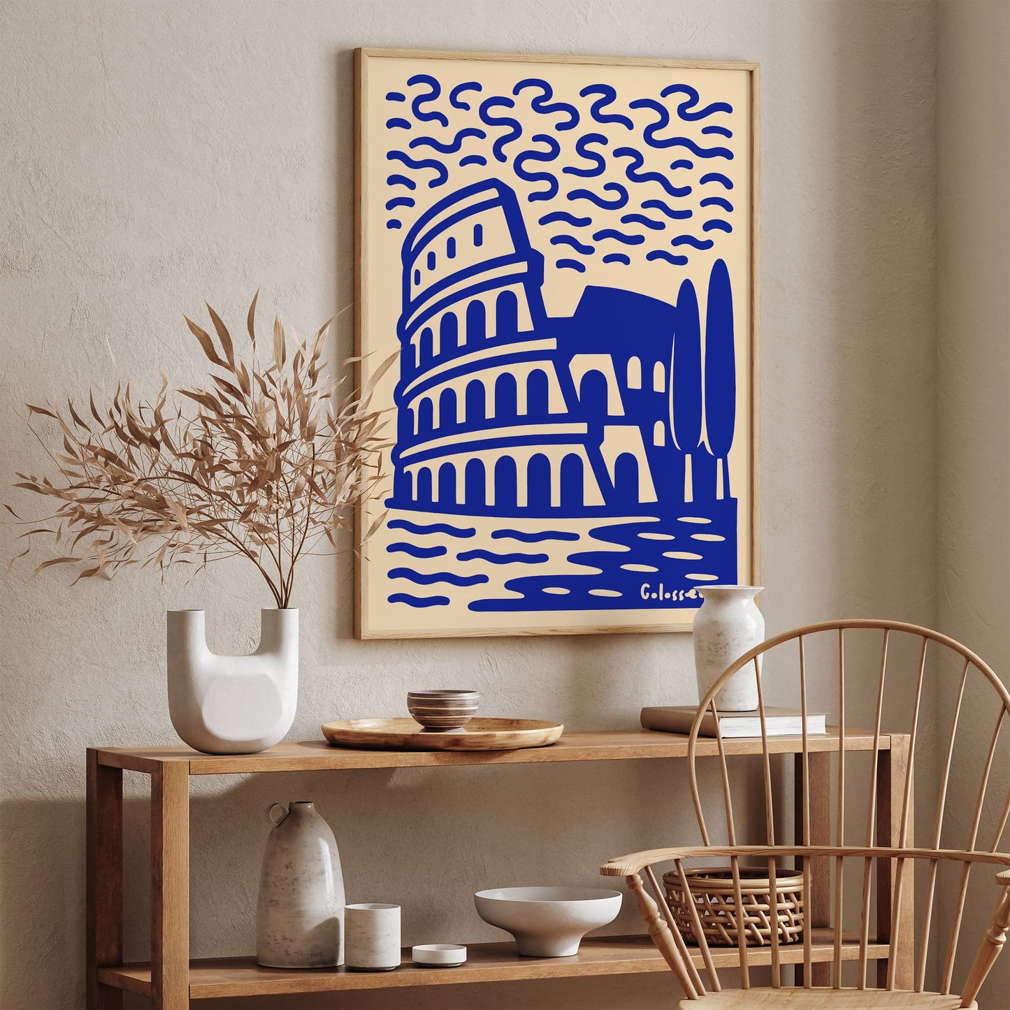 Colosseum Rome Blue Travel Poster