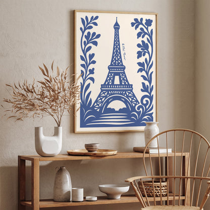 Eiffel Tower Blue Paris Art Print