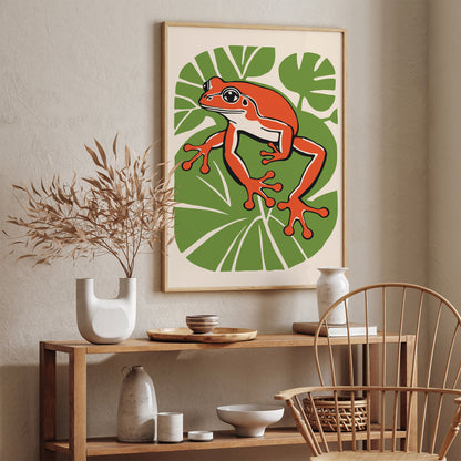 Retro Green Frog Wall Art