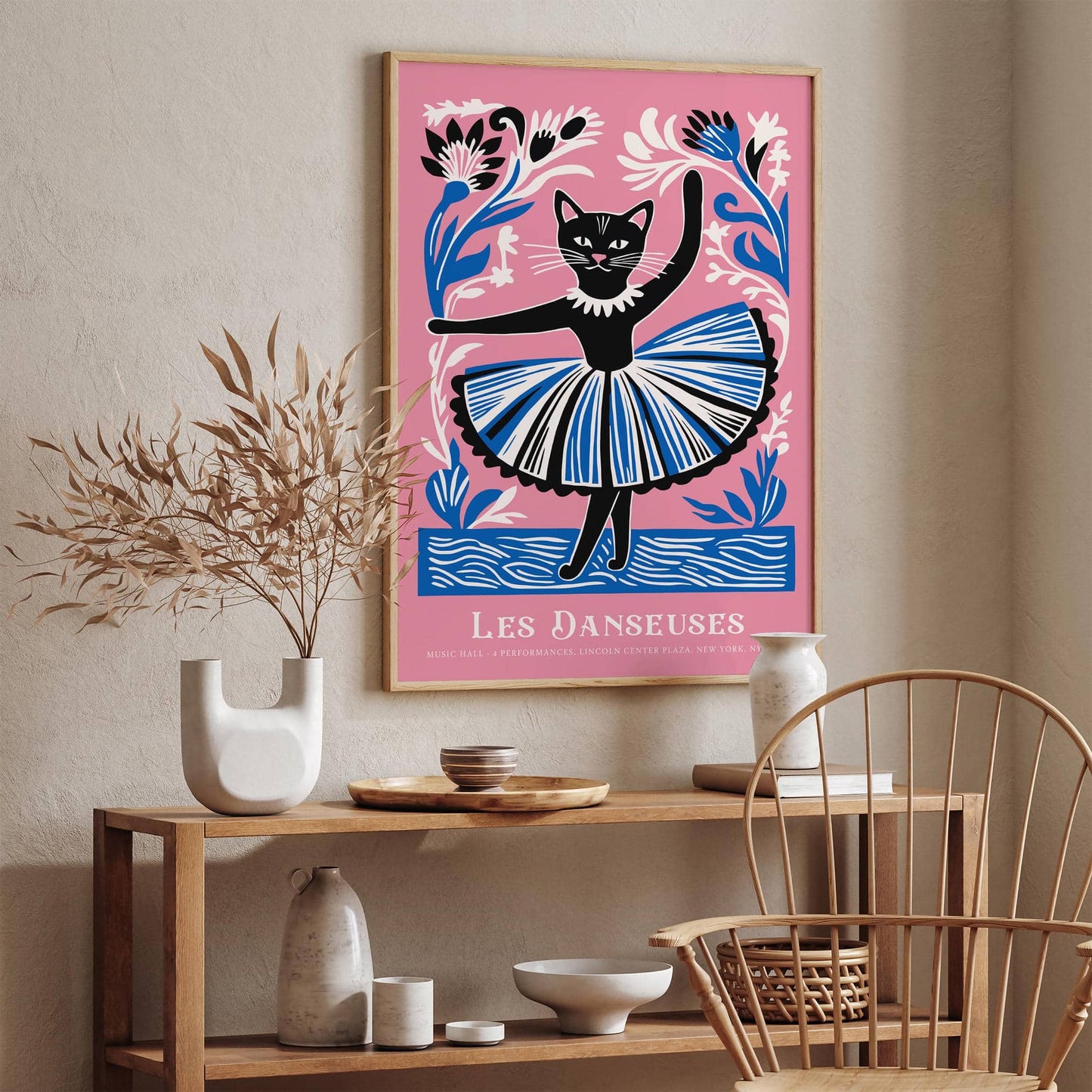 Cat Ballerina Wall Art Print