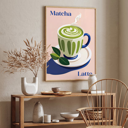 Matcha Latte Drink Kitchen Wall Art