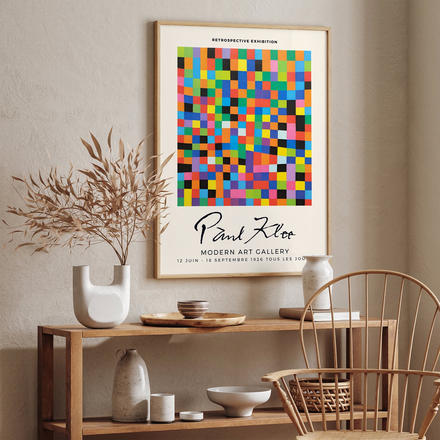 Paul Klee Retro Exhibition Poster, Abstract Geometric Art Print