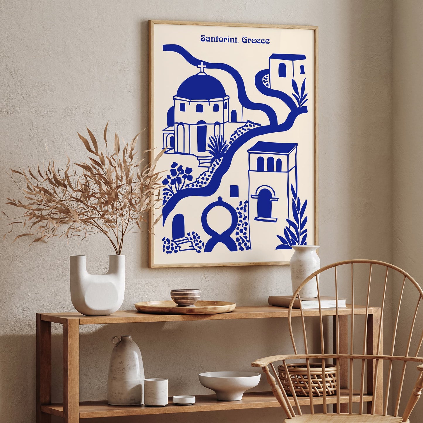 Blue Santorini Greece Cityscape Poster