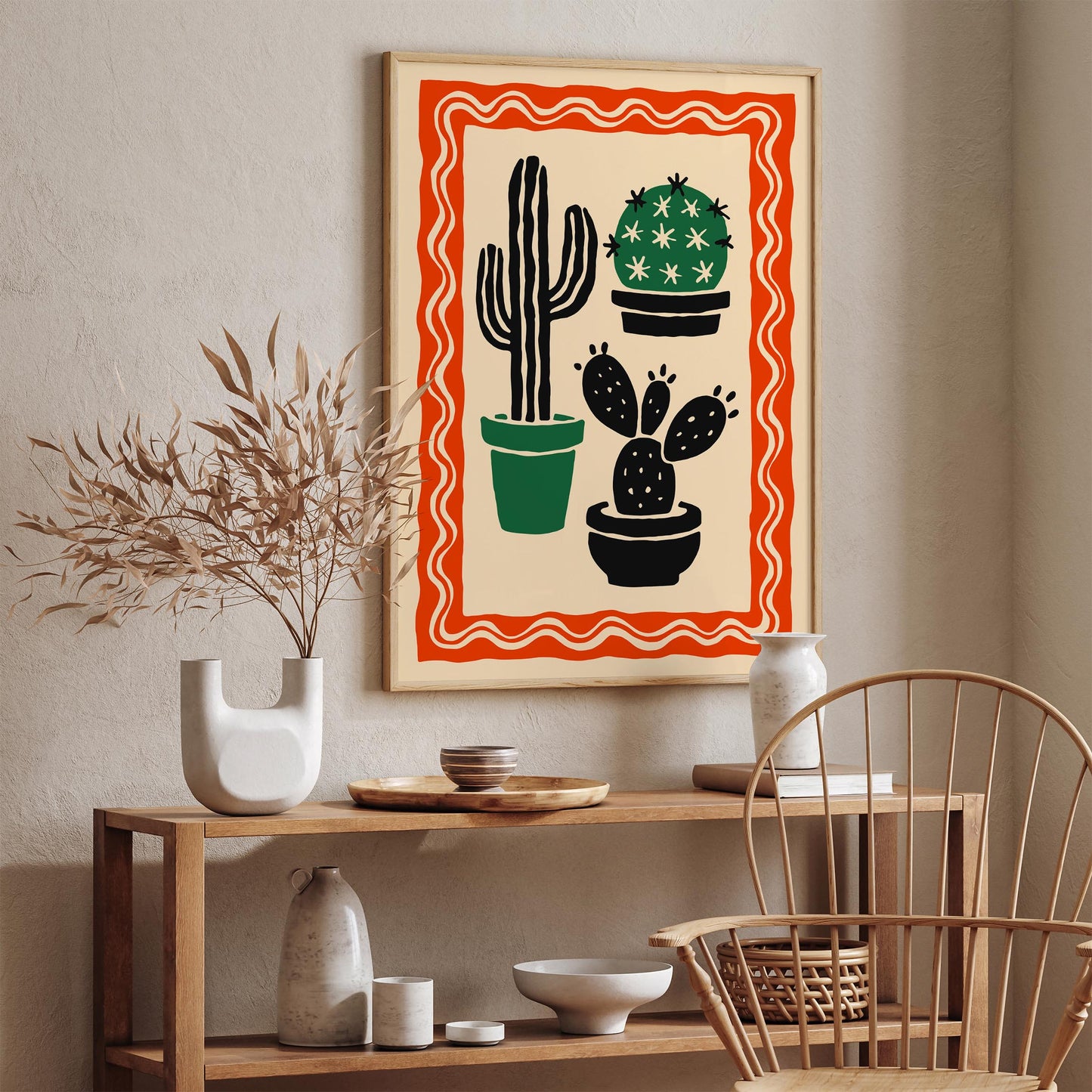 Cacti Plants Poster - Retro Floral Print