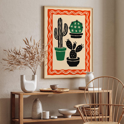 Cacti Plants Poster - Retro Floral Print