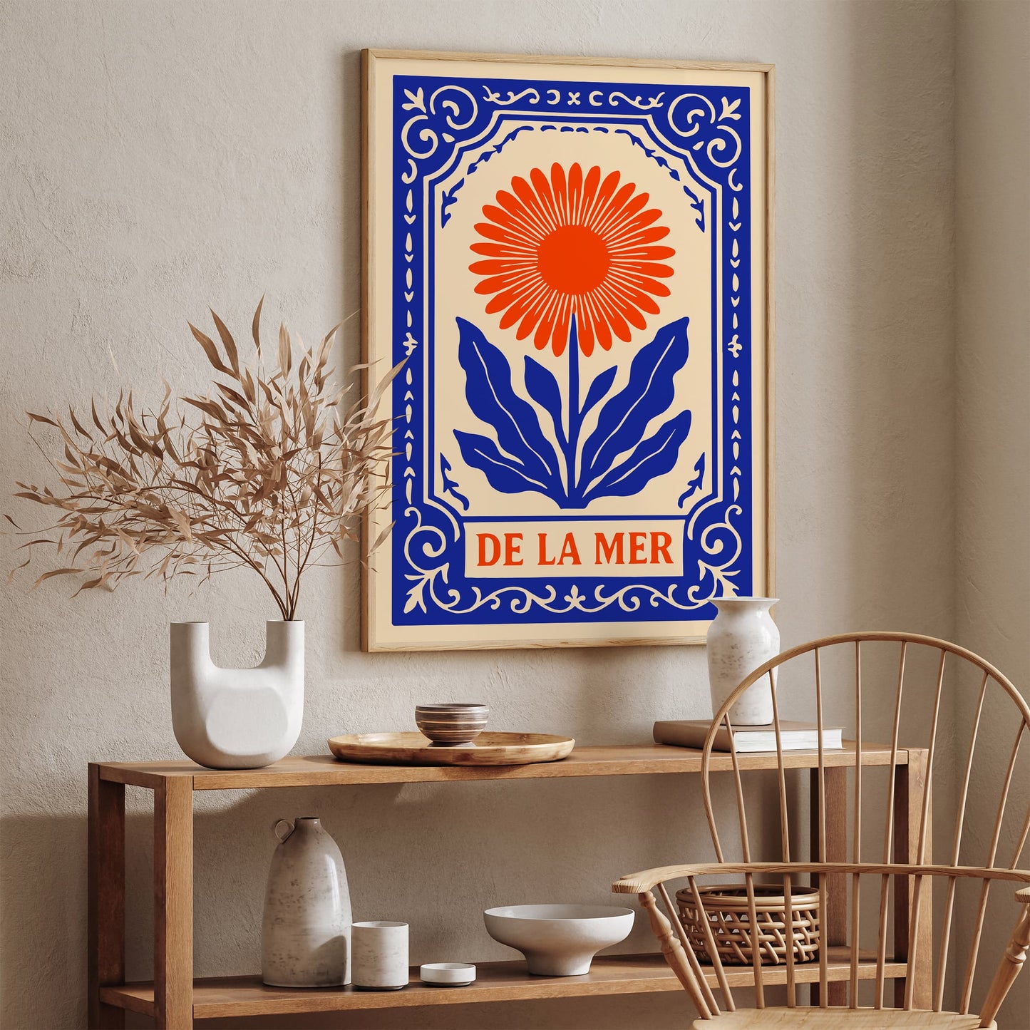 De La Mer Flowers Art Print - Nautical Bohemian Home Decor