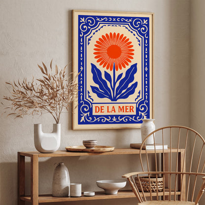 De La Mer Flowers Art Print - Nautical Bohemian Home Decor