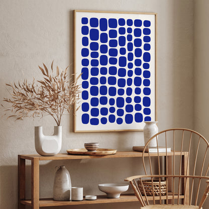 Mid Century Modern Abstract Blue Art Print