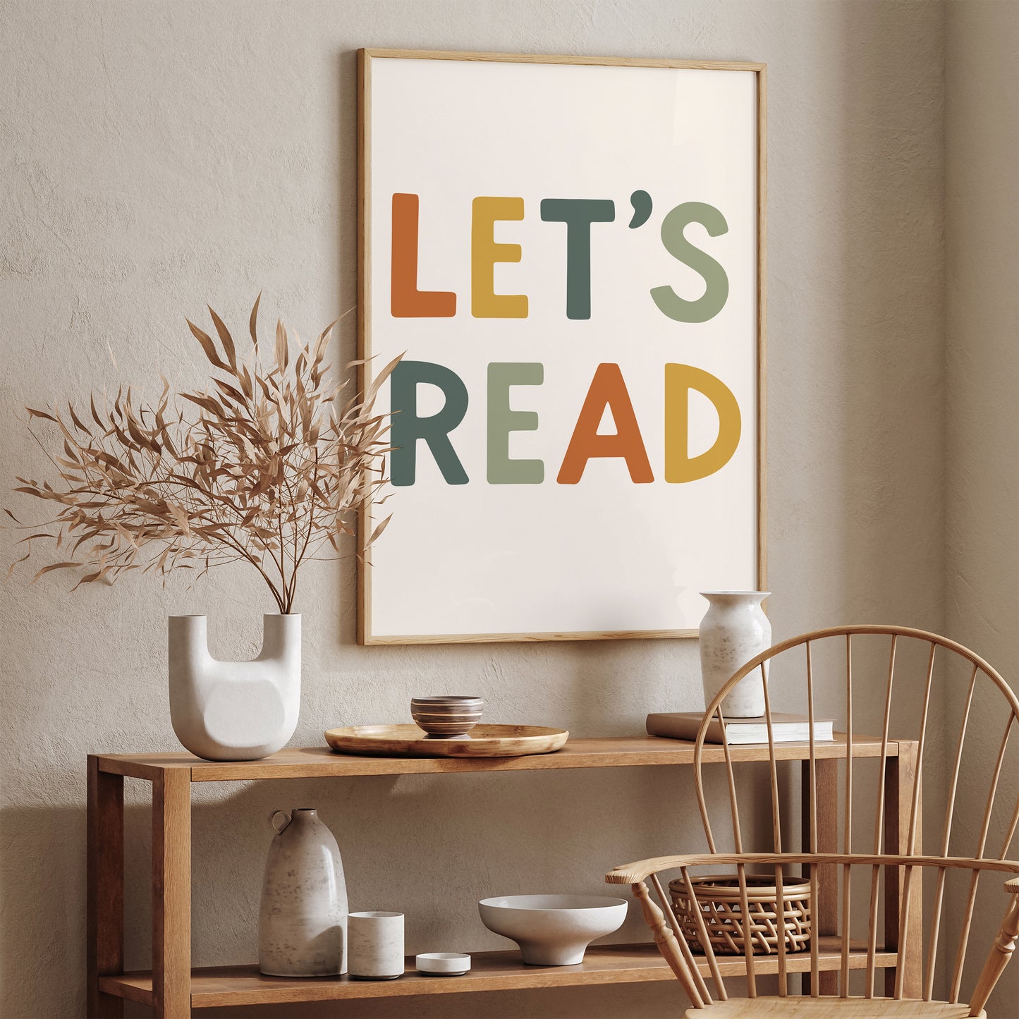 Let's Read Poster - Scandinavian Typography Wall Art