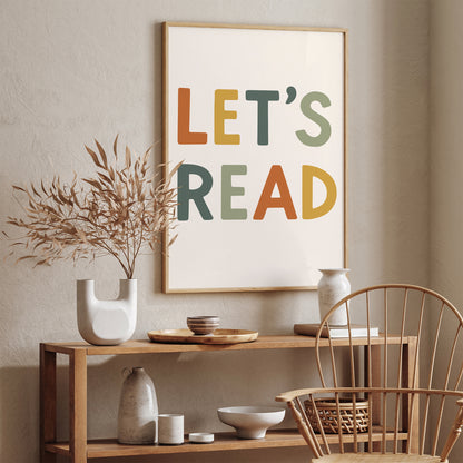 Let's Read Poster - Scandinavian Typography Wall Art