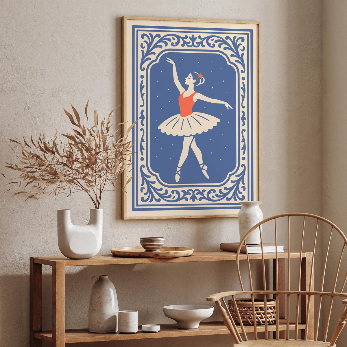Blue Ballerina Ballet Dance Art Poster