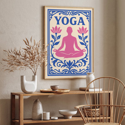 Pink and Blue Yoga Poster