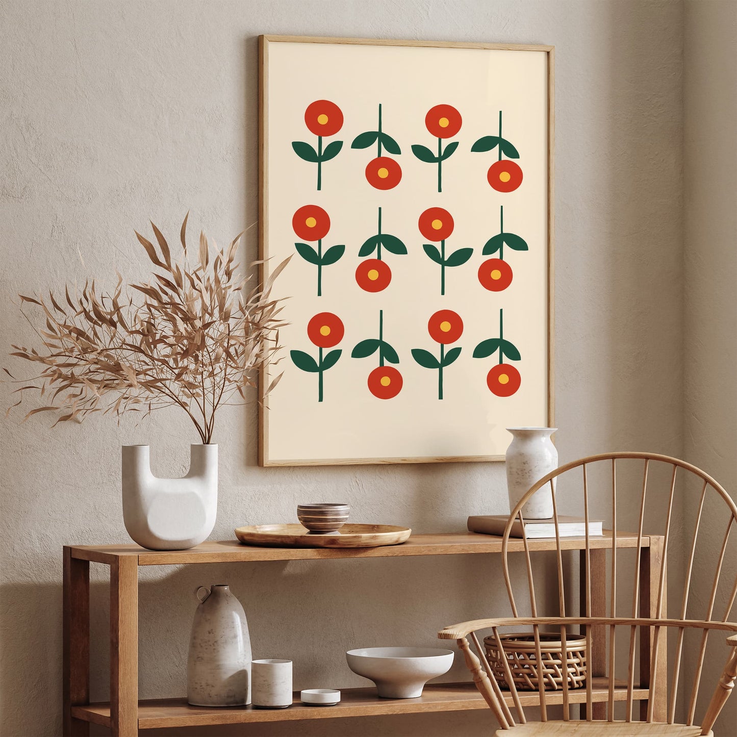 Minimalist Mid Century Flowers Print