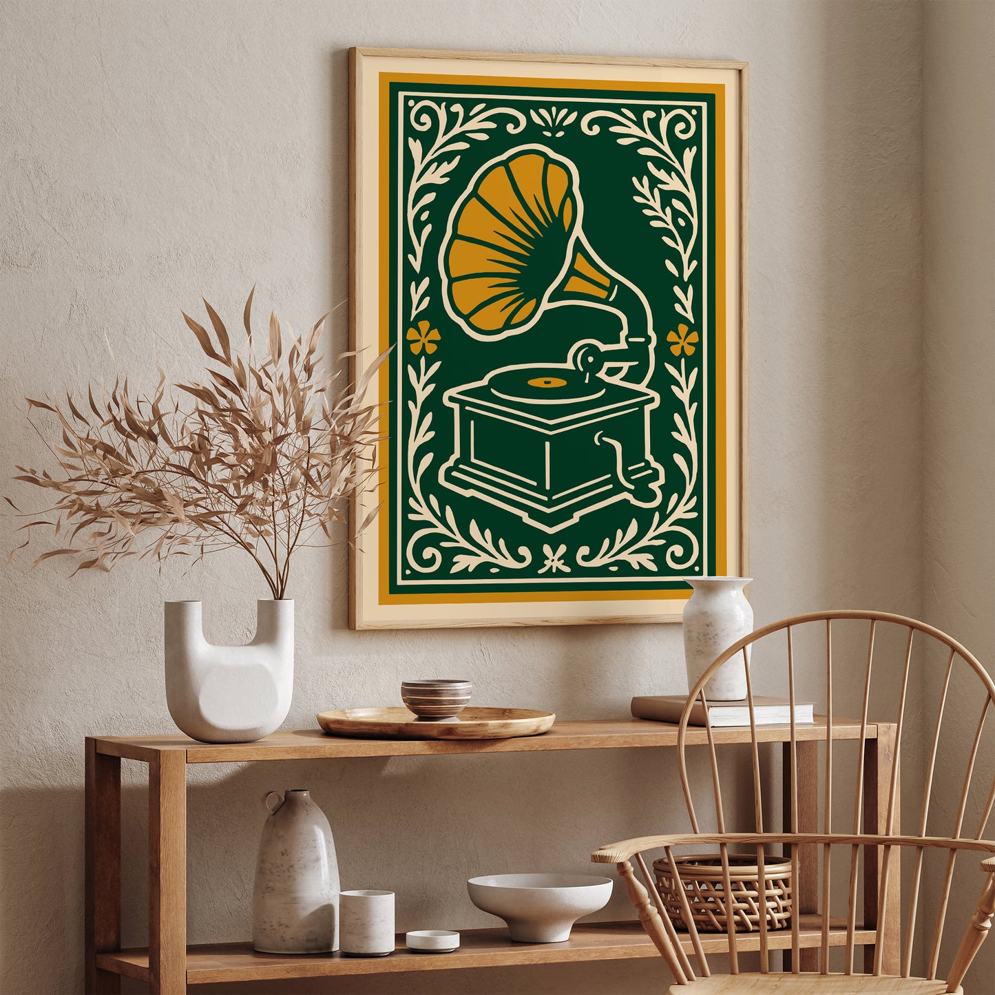 Vintage Gramophone Wall Art Print