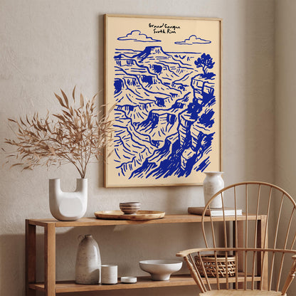 Grand Canyon Poster - Blue Arizona Landscape Wall Art