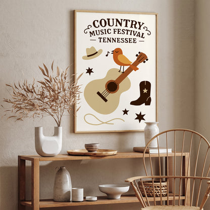 Country Music Festival Poster - Tennessee Art Print