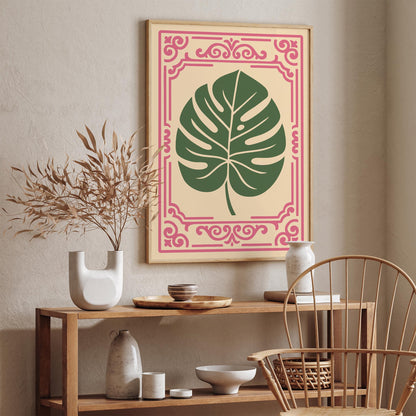 Rococo Revival Green Monstera Leaf Poster