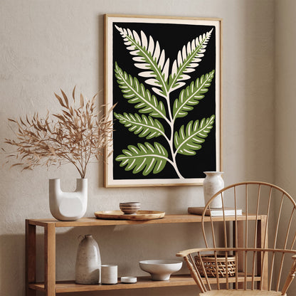 Retro Botanical Wall Art - Fern Leaf Poster