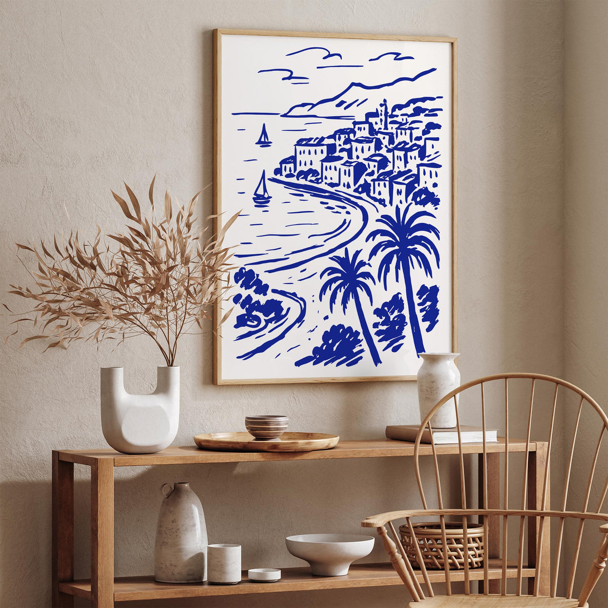 French Riviera Coastal Landscape Travel Poster