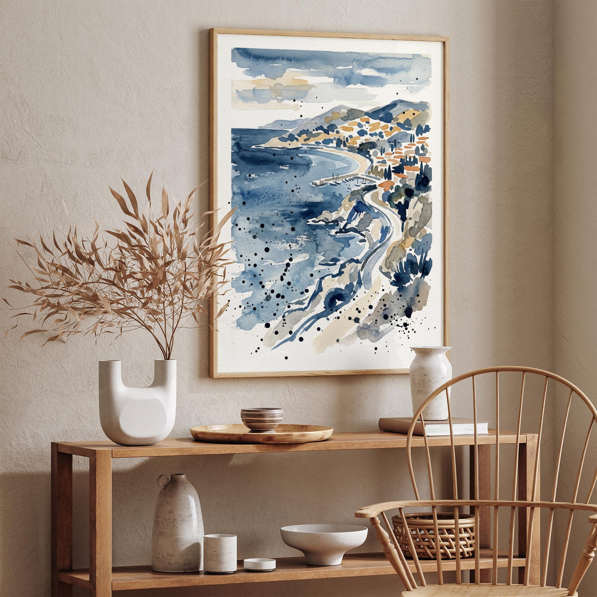 French Riviera Abstract Watercolor Art Print