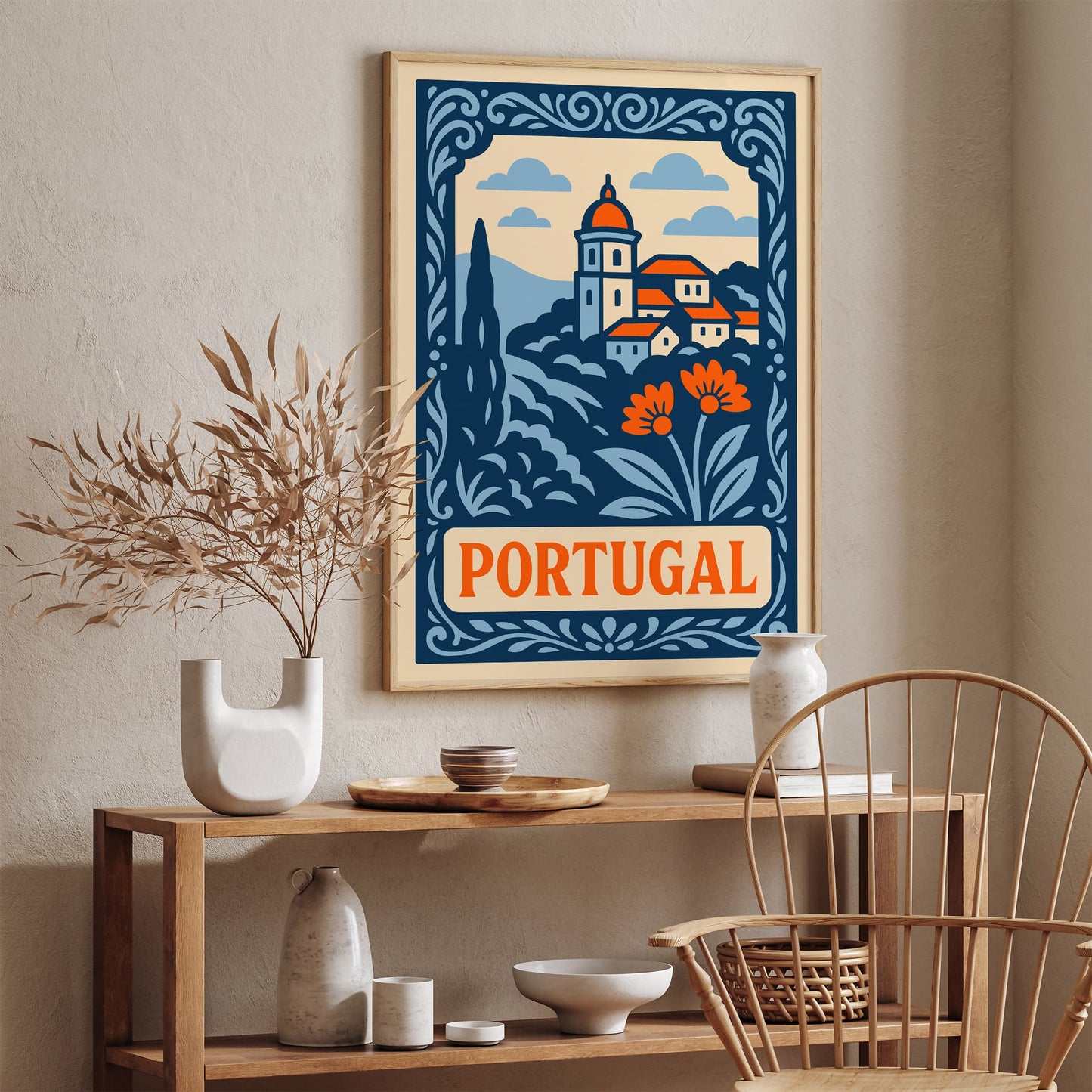 Blue Portugal Cityscape Art Print