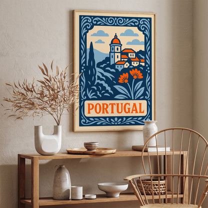 Blue Portugal Cityscape Art Print