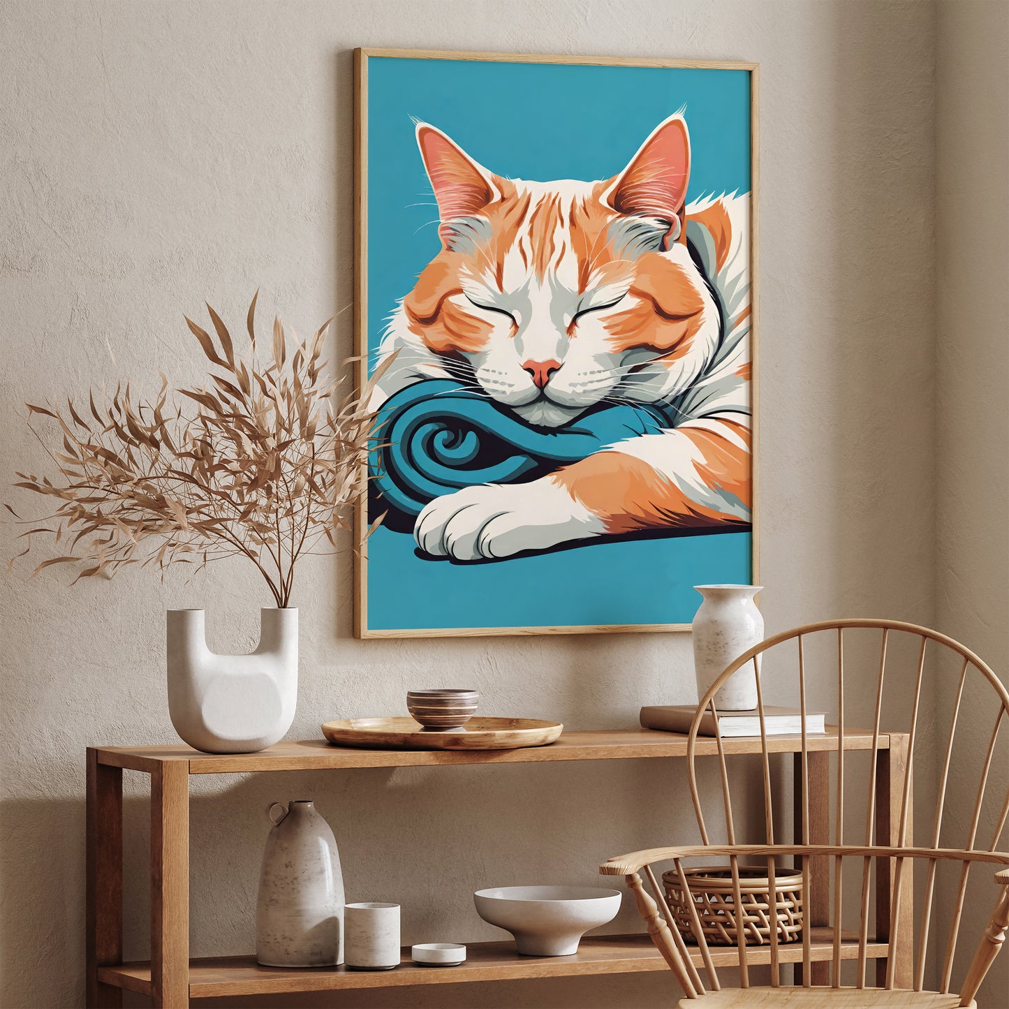 Sleepy Cat Cute Nursery Art Print