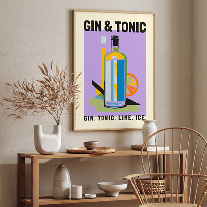 Gin & Tonic Colorful Drink Art Print