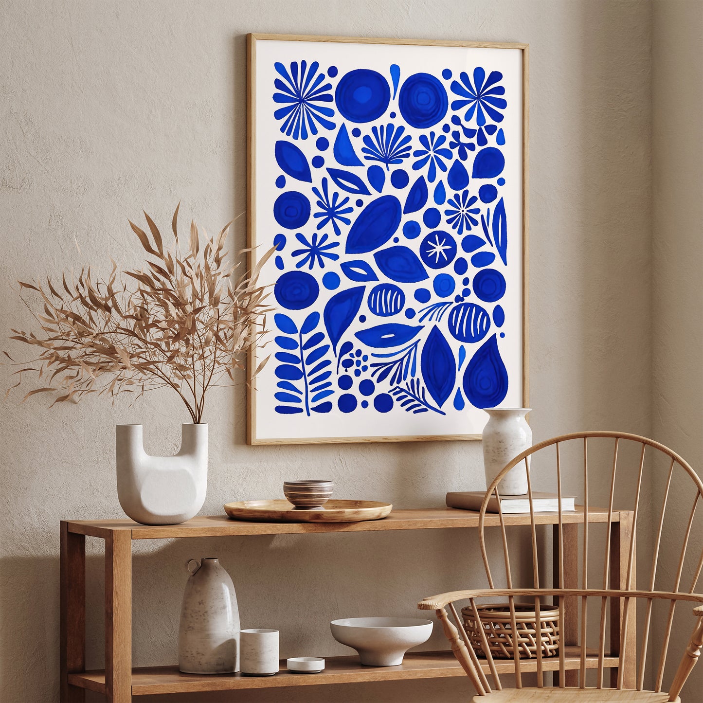 Aesthetic Blue Indigo Abstract Art Print