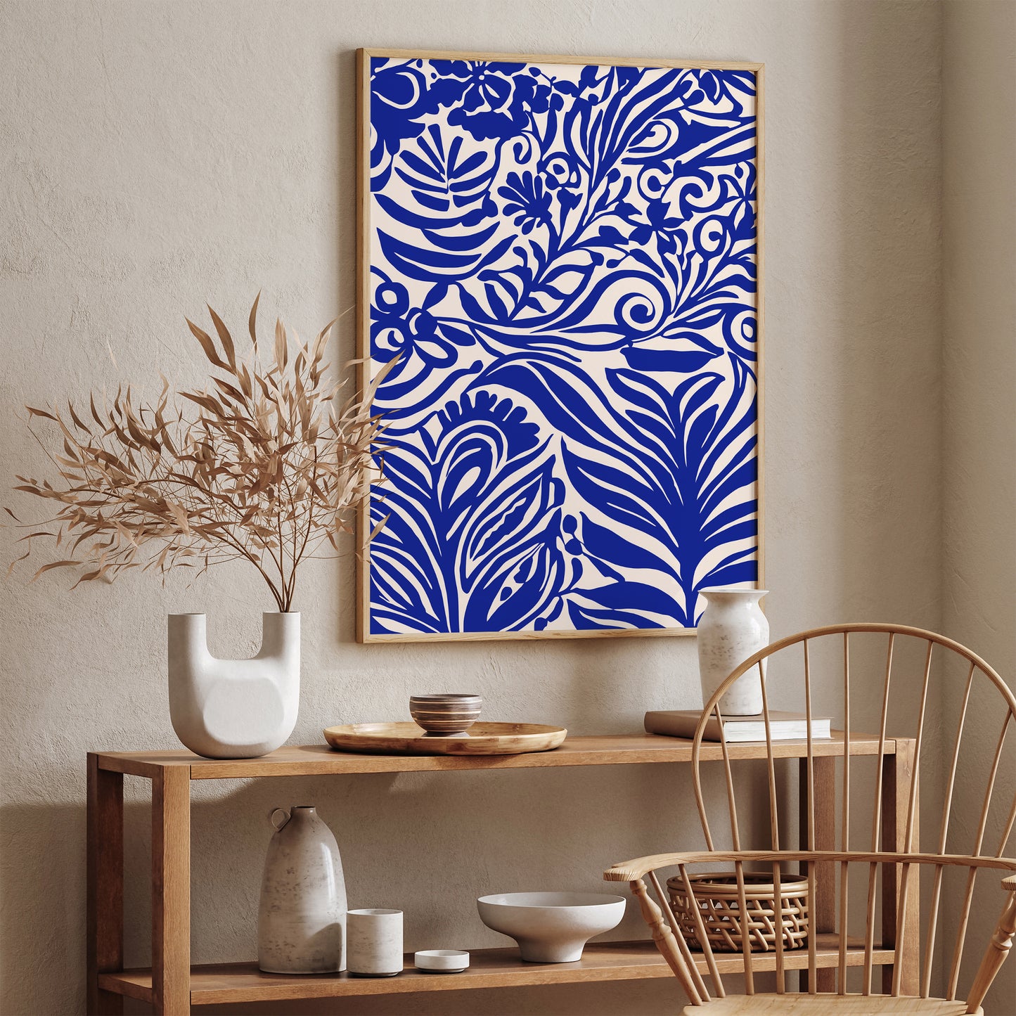 Indigo Blue Floral Art Print