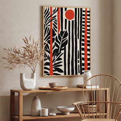 Mid Century Black Striped Art Print