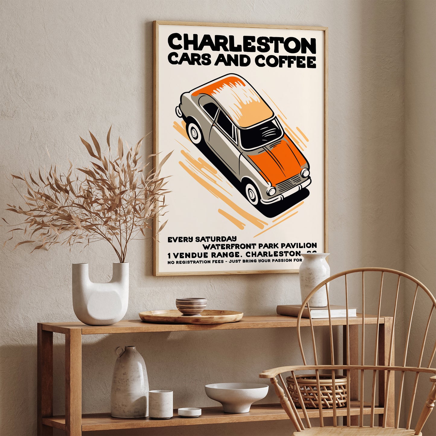 Cars and Coffee Retro Poster