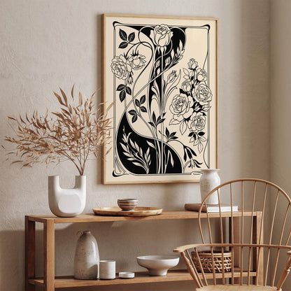 Art Nouveau Rose Poster