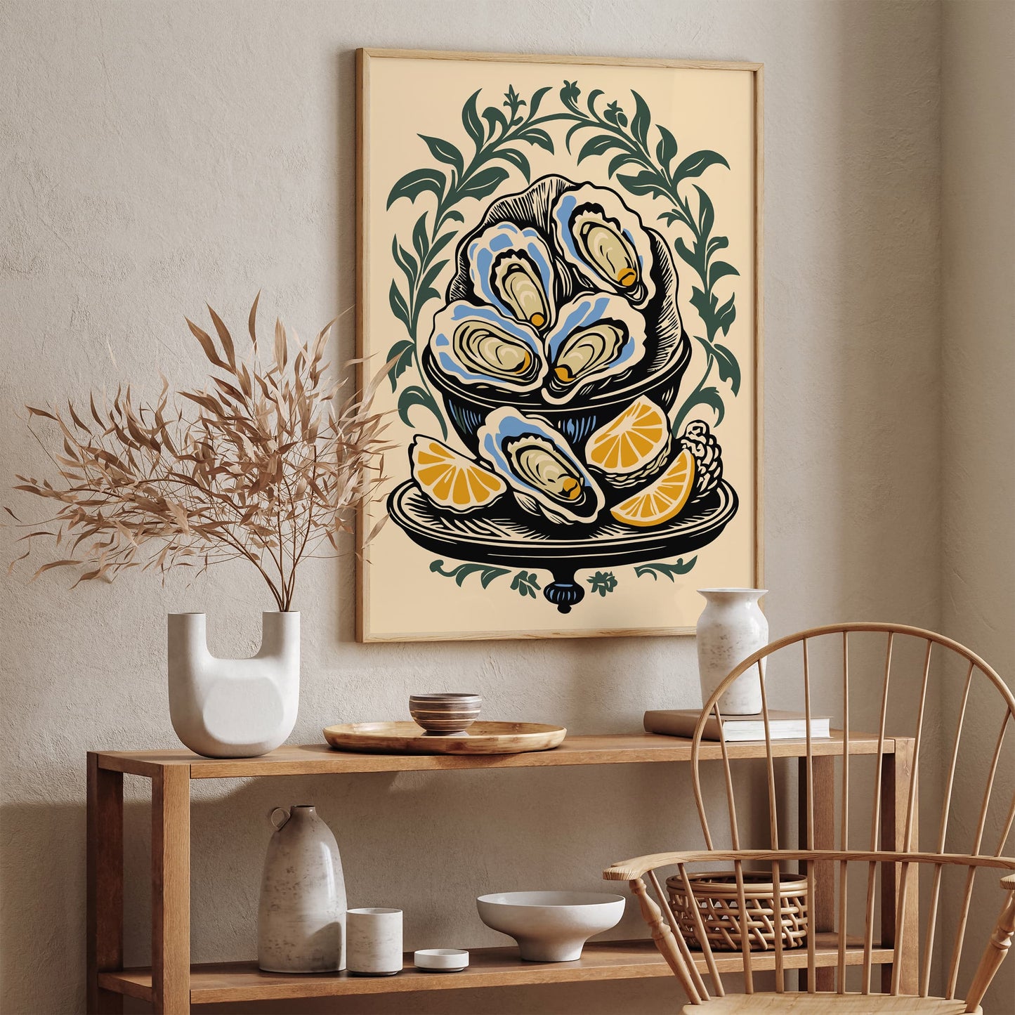 Victorian Oysters Plate Poster Kitchen Wall Decor