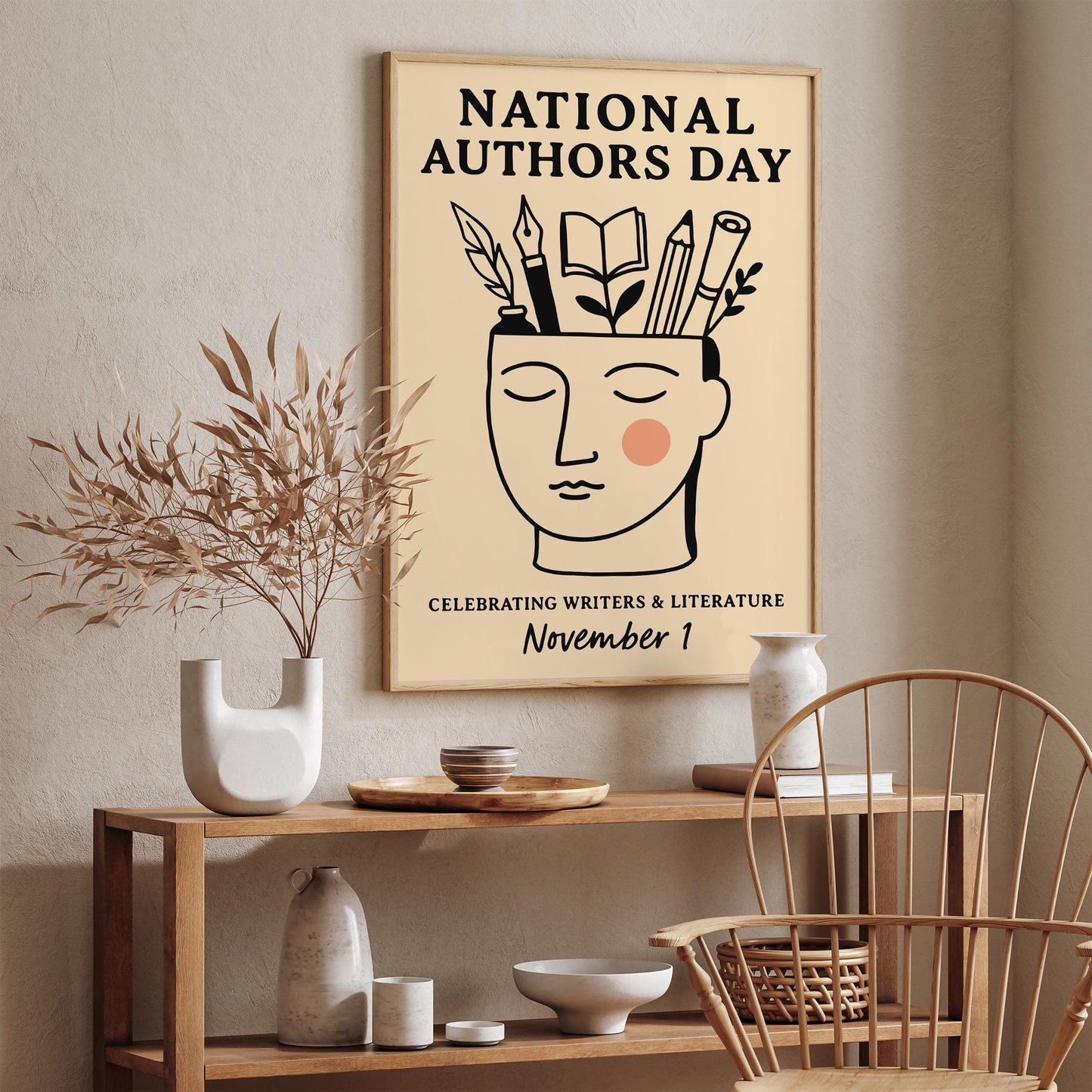 National Authors Day Poster, Literary Art Print