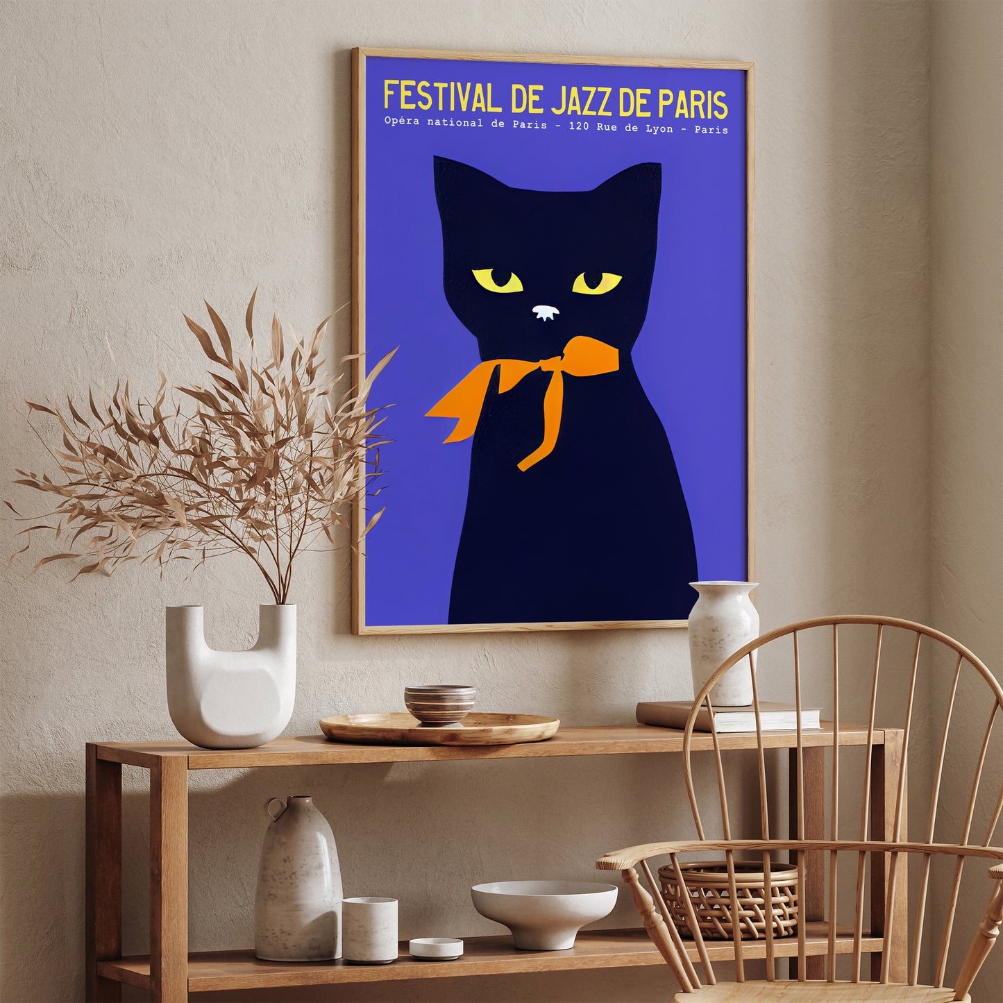 French Jazz Festival Cat Poster